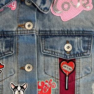 Name: Peace & Love JacketJARE Fashion
Handcrafted Denim, Paint, Yarn, Patche